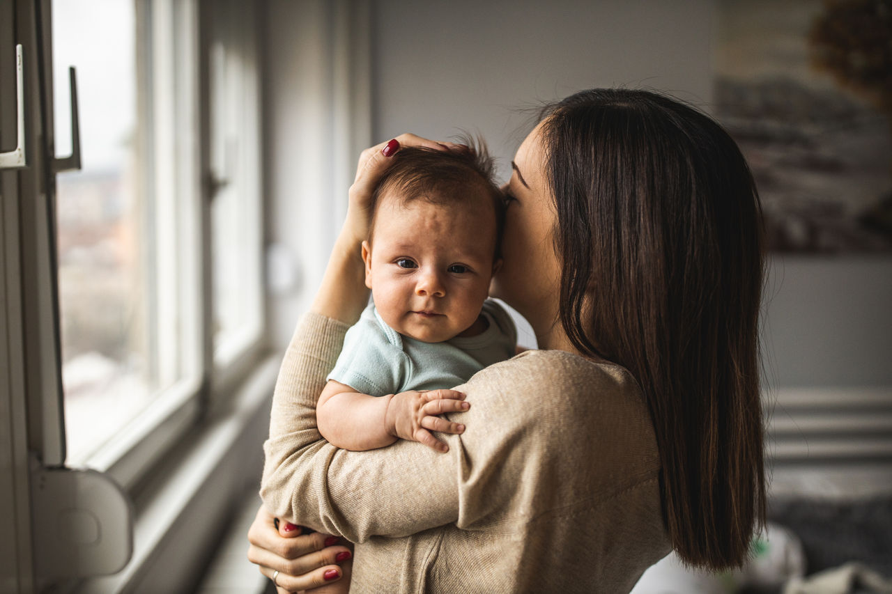 Mother comforting baby