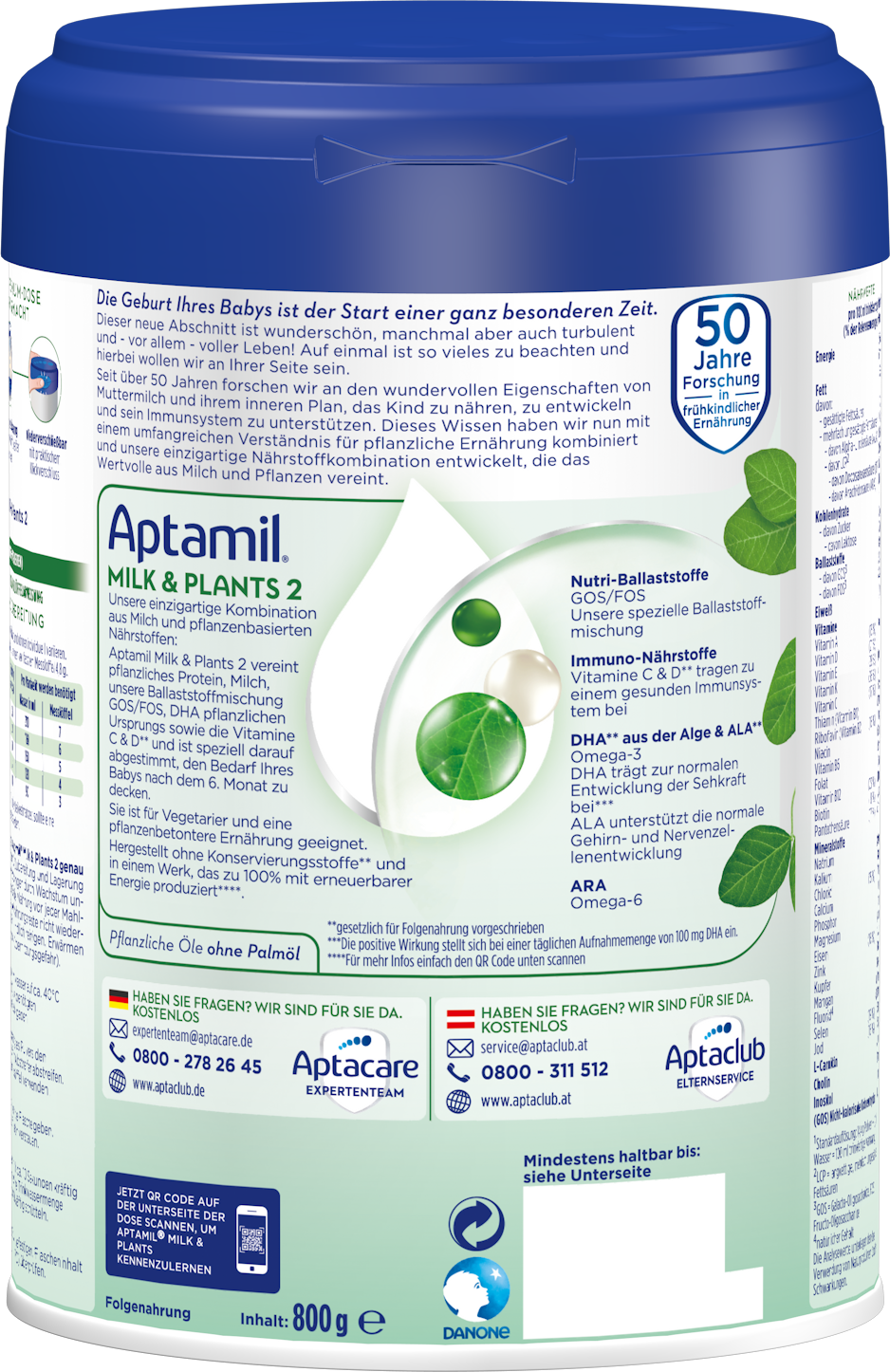 APTAMIL MILK&PLANTS 2 800g EZT DA