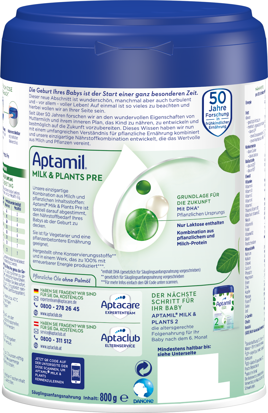 APTAMIL MILK&PLANTS PRE 800g EZT DA